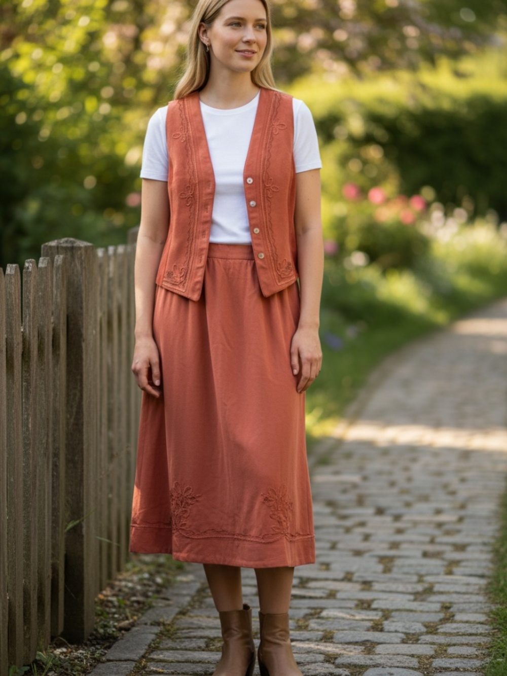 SUSAN BRISTOL size 12 Skirt and Vest 2 pc Set lined Womens